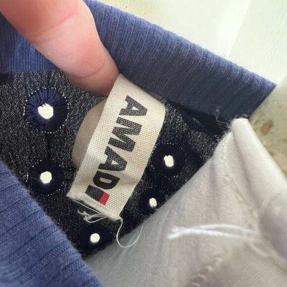 AMADI Bomber Jacket Small Redskin Blouson Eyelet Full Zip Embroidered Blue Crepe - Picture 8 of 12